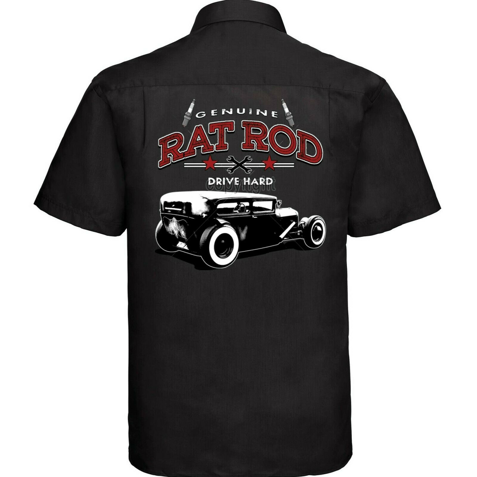Hotrod 58 Garage Work Shirt American Rockabilly Hot Rat Rod V8 Car ...