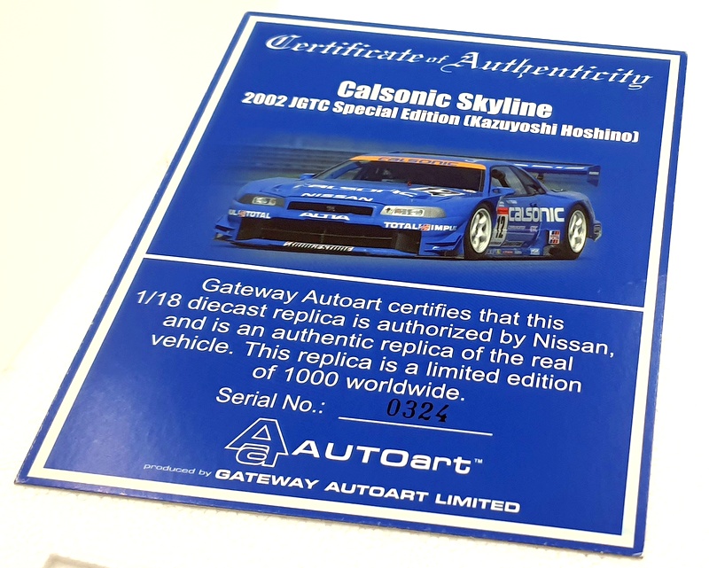 Autoart 1/18 Scale 80284 Nissan Skyline GT-R34 JGTC 2002