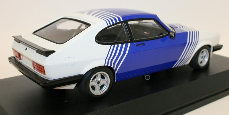 Minichamps 1/18 Diecast 155 788600 - 1978 Ford Capri 3.0 White w/ blue stripes