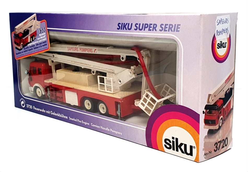 Siku 1/55 Scale 3720 - Mercedes Benz Fire Engine Sapeurs Pompiers - Red/White