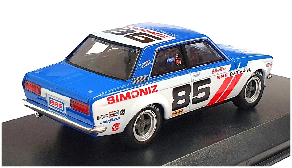 Greenlight 1/43 Scale 86345 - 1972 Bre Datsun 510 #85 Bobby Allison - Blue/White