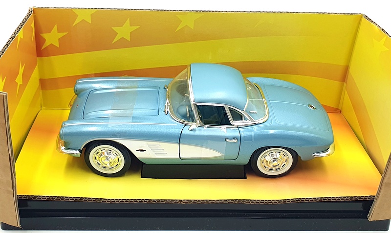 Ertl American Muscle 1/18 Scale Diecast 7834 1961 Chevrolet corvette Blue/White