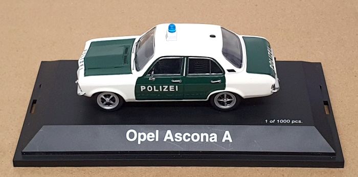 Schuco 1/43 Scale 02652 - Opel Ascona A Polizei - White/Green Schuco 1/43 Scale 02652 - Opel Ascona A Polizei - White/Green