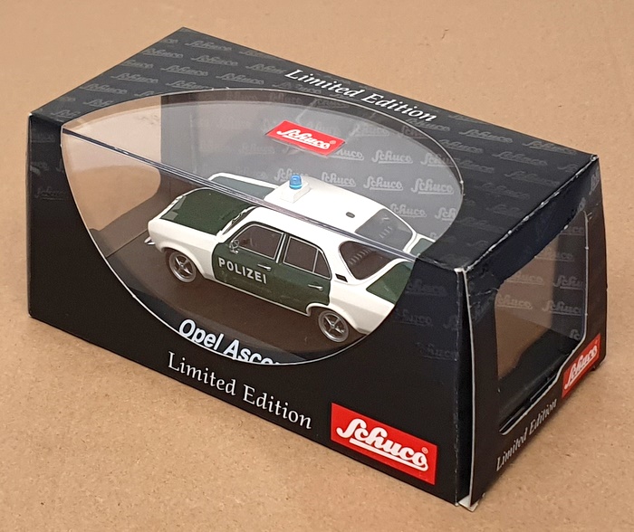 Schuco 1/43 Scale 02652 - Opel Ascona A Polizei - White/Green Schuco 1/43 Scale 02652 - Opel Ascona A Polizei - White/Green