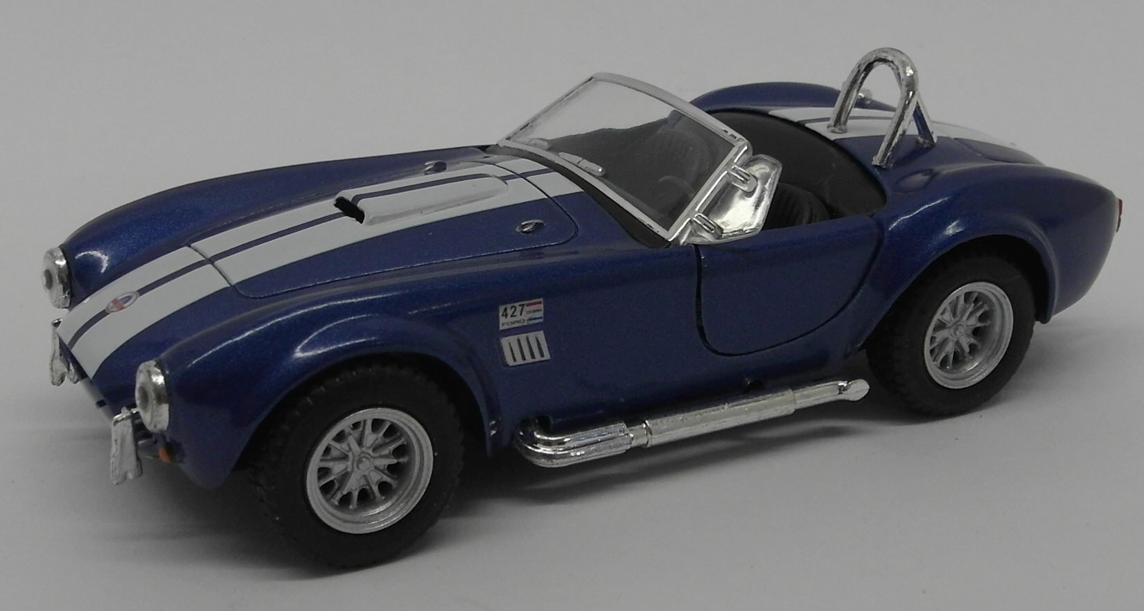 1965 Shelby Cobra 427 S/C - Blue - Kinsmart Pull Back & Go Diecast Metal Model