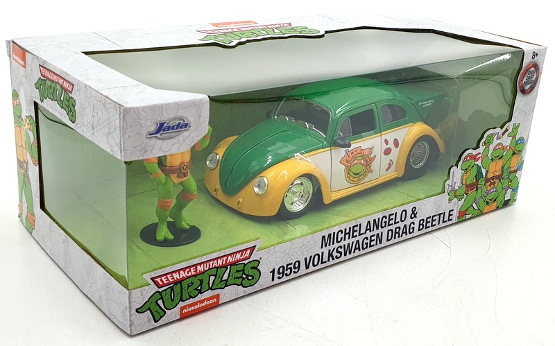 Jada 1/24 Scale Diecast 81439 - TMNT Michelangelo & 1959 Volkswagen Drag Beetle