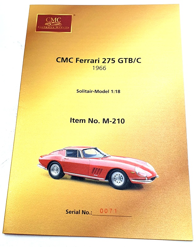 CMC 1/18 Scale Diecast M-210 - 1966 CMC Ferrari 275 GTB/C - Red CMC 1/18 Scale Diecast M-210 - 1966 CMC Ferrari 275 GTB/C - Red
