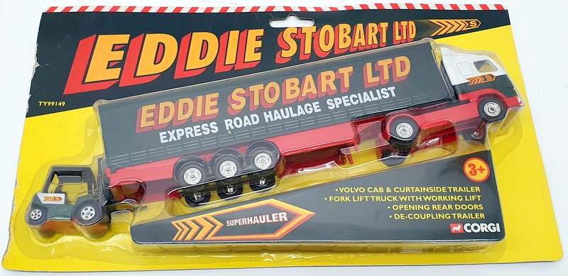 Corgi 26cm Long TY99149 - Volvo Cab & Curtainside Trailer and Fork Lift