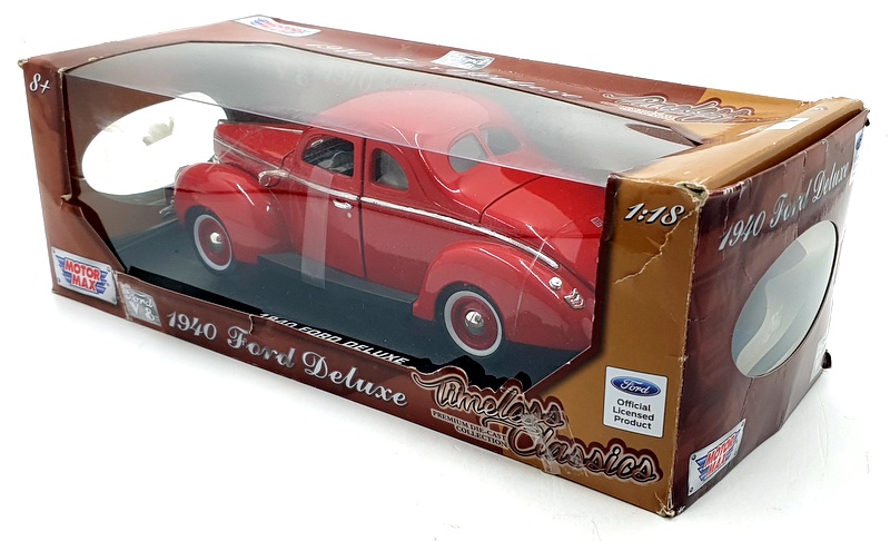 Motor Max 1/18 Scale Diecast 73100TC - 1940 Ford Deluxe - Red