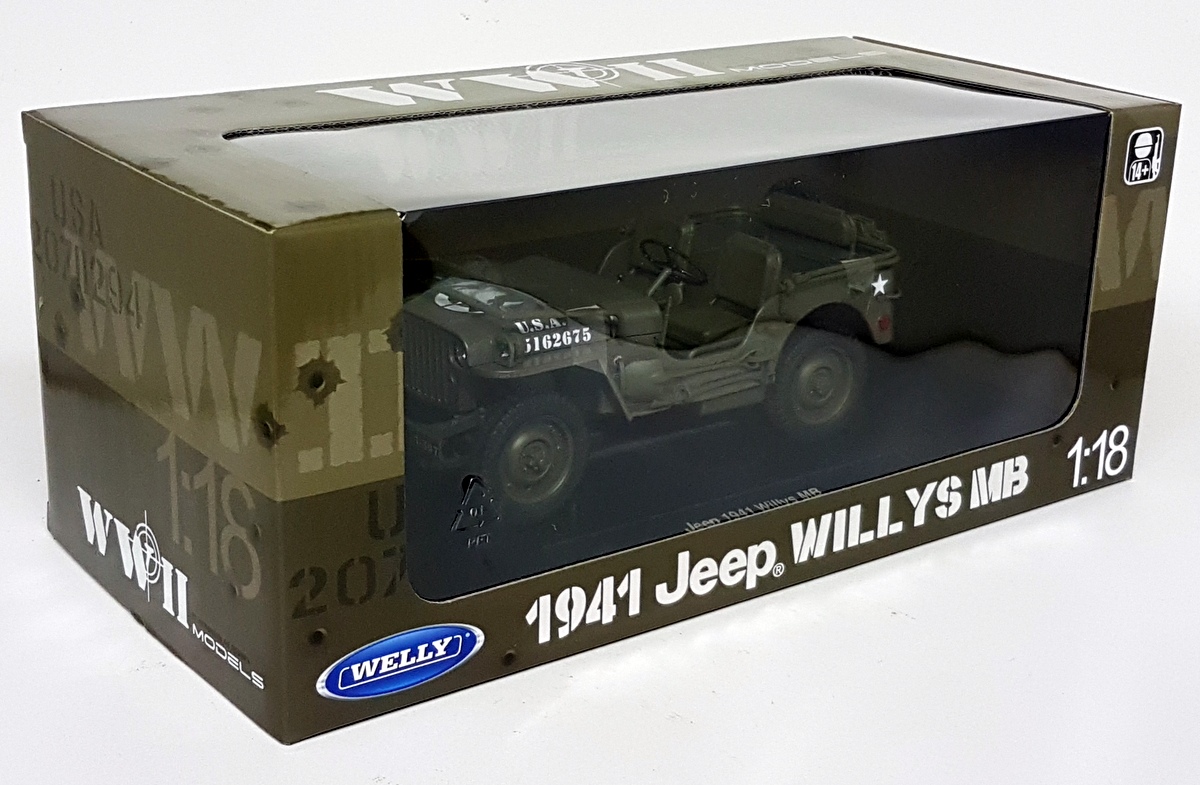 Welly 1/18 Scale Diecast 18055W - 1941 Jeep Willys MB Open top US Army Welly 1/18 Scale Diecast 18055W - 1941 Jeep Willys MB Open top US Army