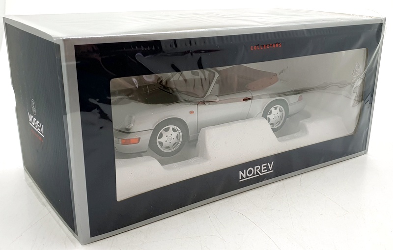 Norev 1/18 Scale Diecast 187330 - Porsche 911 Carrera 2 Cabriolet 1990 Silver