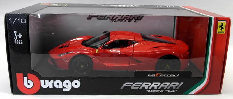 Burago 1/18 Scale Diecast 18-16001R Ferrari LaFerrari Supercar Red Black Wheels