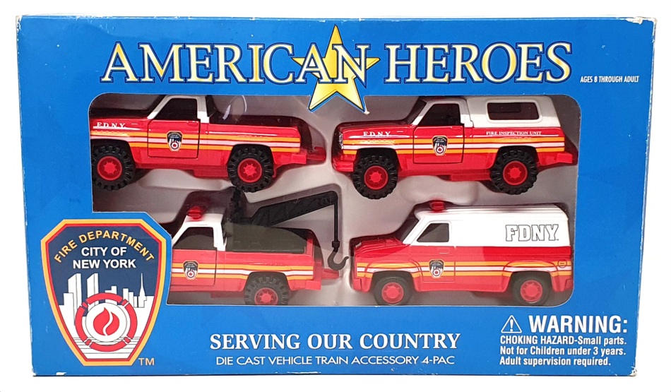 K-Line American Heroes K-94901 - Diecast Vehicle Train Accessory 4-Pac FDNY