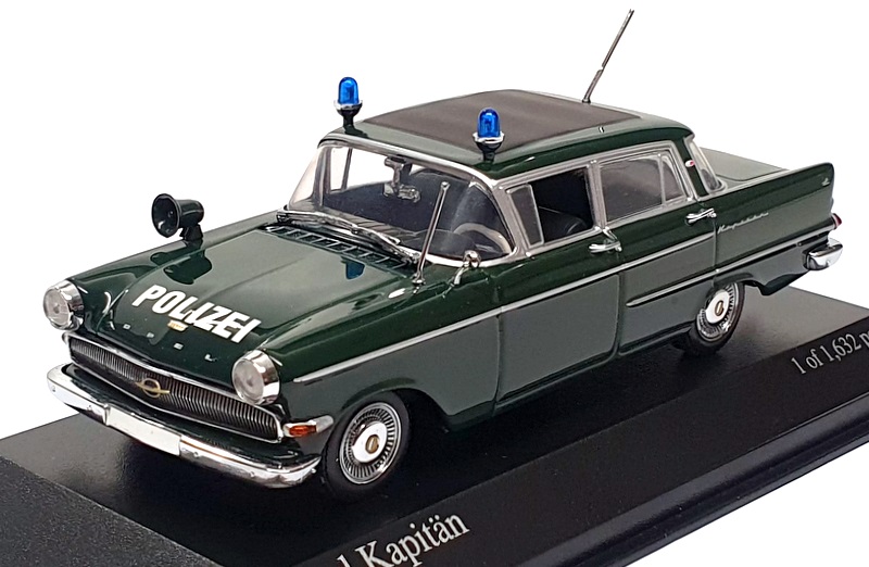 Minichamps 1/43 Scale 430 040090 - 1959 Opel Kapitan Polizei - Green Minichamps 1/43 Scale 430 040090 - 1959 Opel Kapitan Polizei - Green