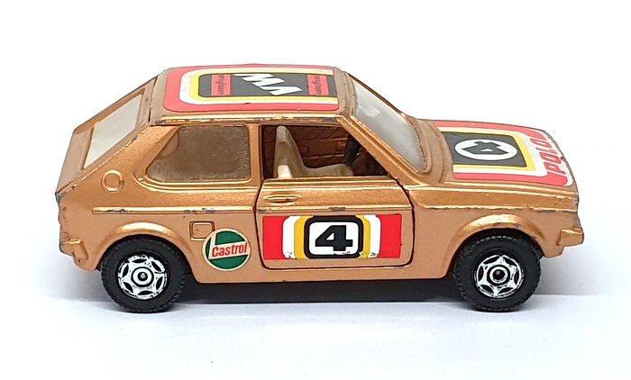Corgi Appx 10cm Long Diecast 15425K - VW Volkswagen Polo Race Car #4 - Gold Corgi Appx 10cm Long Diecast 15425K - VW Volkswagen Polo Race Car #4 - Gold
