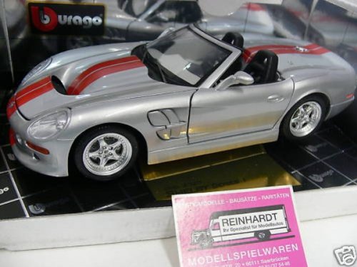 Burago 1/18 Scale Diecast 3323 Shelby Series 1 1999 Silver Red