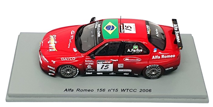 Spark 1/43 Scale S0476 - Alfa Romeo 156 #15 WTCC 2006 A. Farfus - Red