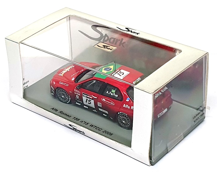 Spark 1/43 Scale S0476 - Alfa Romeo 156 #15 WTCC 2006 A. Farfus - Red