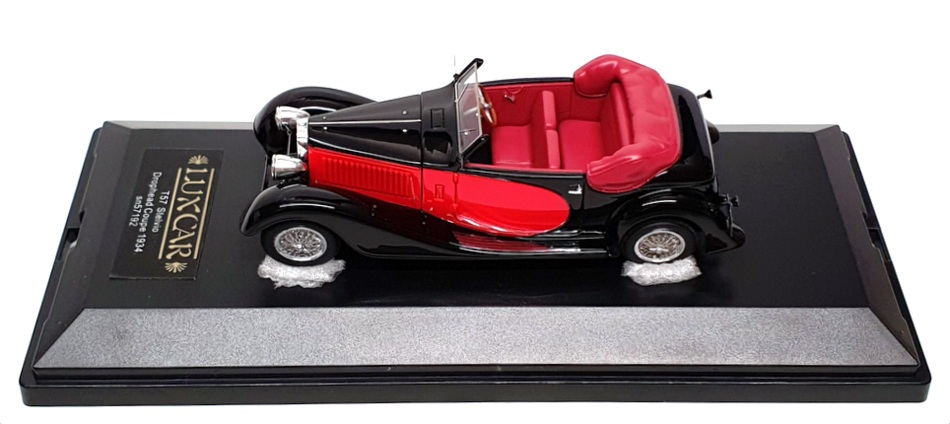 Luxcar 1/43 Scale Lux017 - 1934 Bugatti T57 Stelvio D/head Coupe - Red/Black
