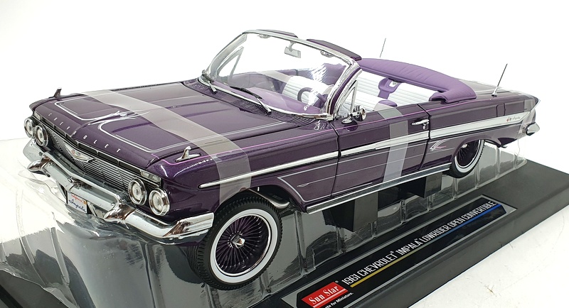 Sun Star 1/18 Scale 2111 1961 Chevrolet Impala Lowrider Open Convertible Purple
