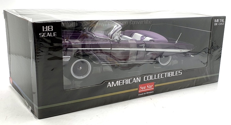 Sun Star 1/18 Scale 2111 1961 Chevrolet Impala Lowrider Open Convertible Purple