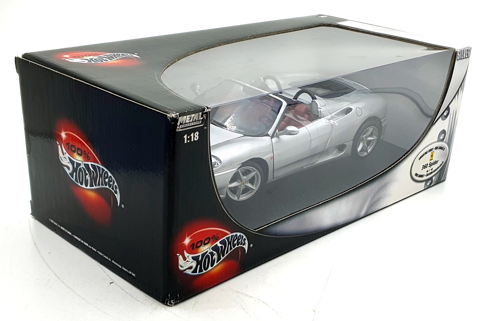 自動車 Hot Wheels 1/18 Scale Diecast Ferrari Hot Wheels Diecast 1/18 Scale 54598 - Ferrari 360 Spider - Silver