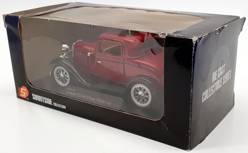Sunnyside 1/30 Scale Model SS5744W - 1932 Ford V8 Deluxe 3 Window Coupe - Red