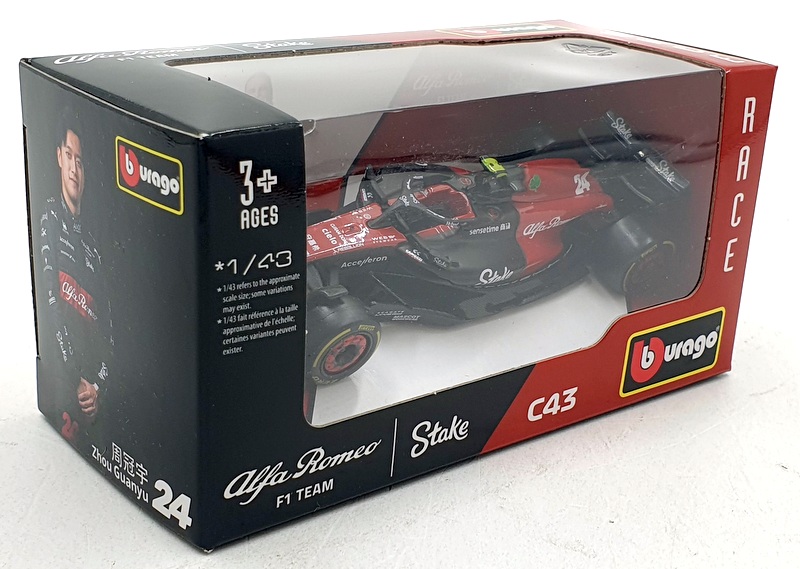 Burago 1/43 Scale 18-38085 - F1 Alfa Romeo C43 2023 #24 Z.Guanyu