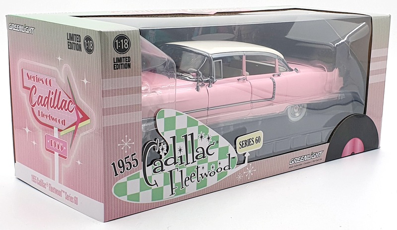 Greenlight 1/18 Scale 13648 - 1955 Cadillac Fleetwood Series 60 Pink/White Roof