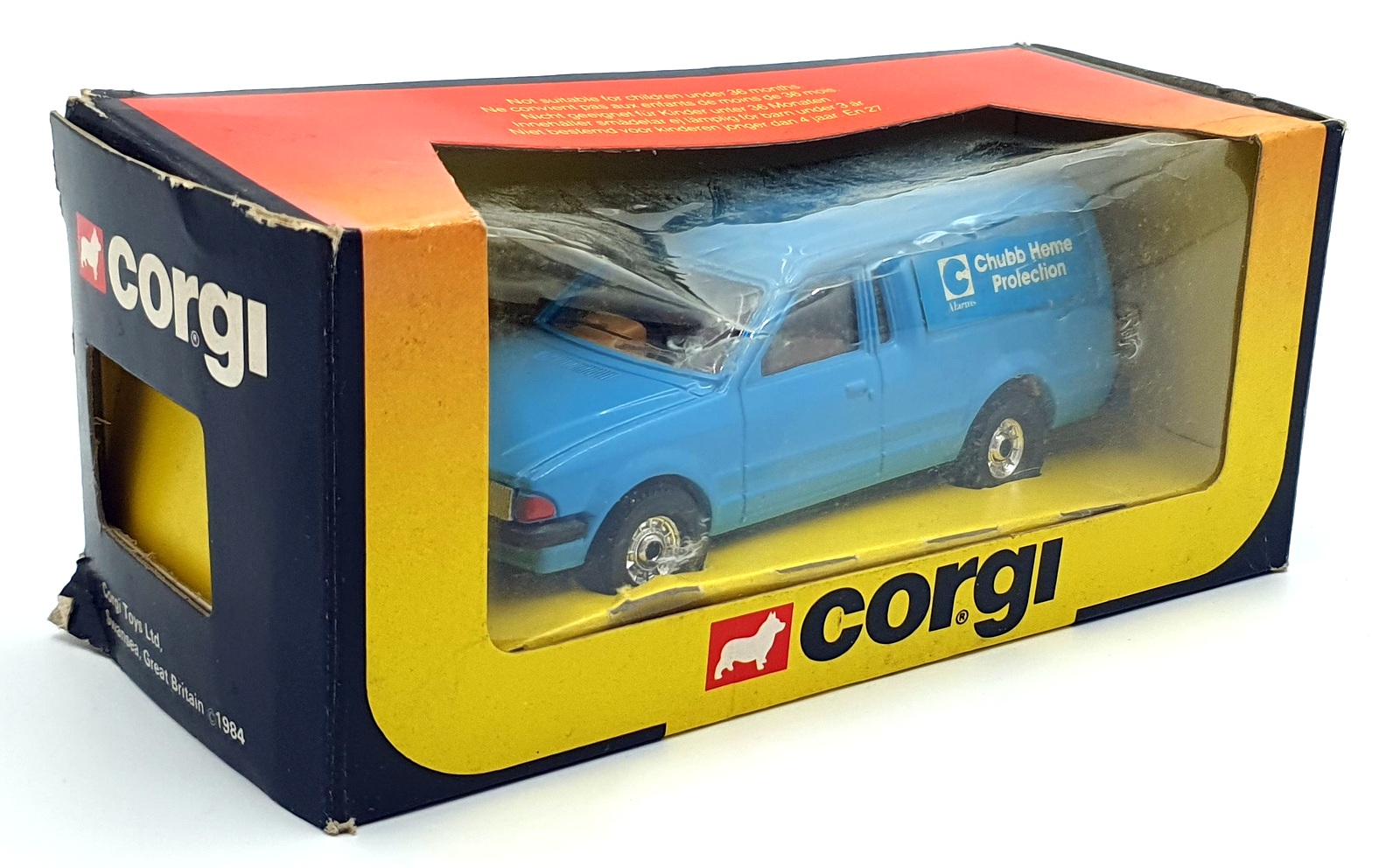 Corgi 12cm Long Diecast 626 - Ford Escort Van - Chubb Fire Cover Corgi 12cm Long Diecast 626 - Ford Escort Van - Chubb Fire Cover