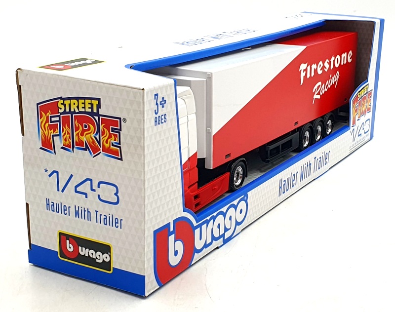 Burago 1/43 Scale 18-31460FI Mercedes Actros Hauler Truck with Trailer White/Red Burago 1/43 Scale 18-31460FI Mercedes Actros Hauler Truck with Trailer White/Red