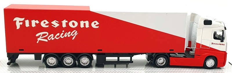 Burago 1/43 Scale 18-31460FI Mercedes Actros Hauler Truck with Trailer White/Red Burago 1/43 Scale 18-31460FI Mercedes Actros Hauler Truck with Trailer White/Red