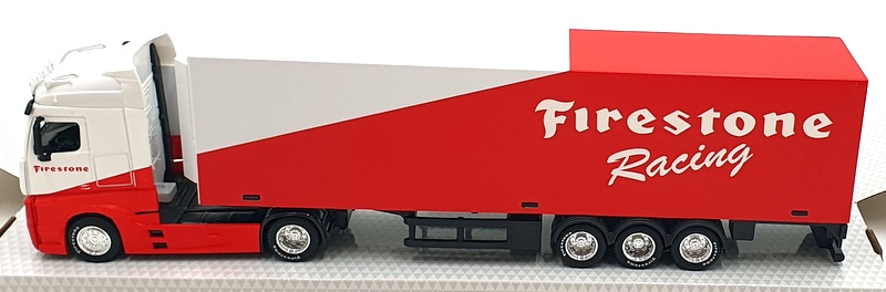 Burago 1/43 Scale 18-31460FI Mercedes Actros Hauler Truck with Trailer White/Red Burago 1/43 Scale 18-31460FI Mercedes Actros Hauler Truck with Trailer White/Red