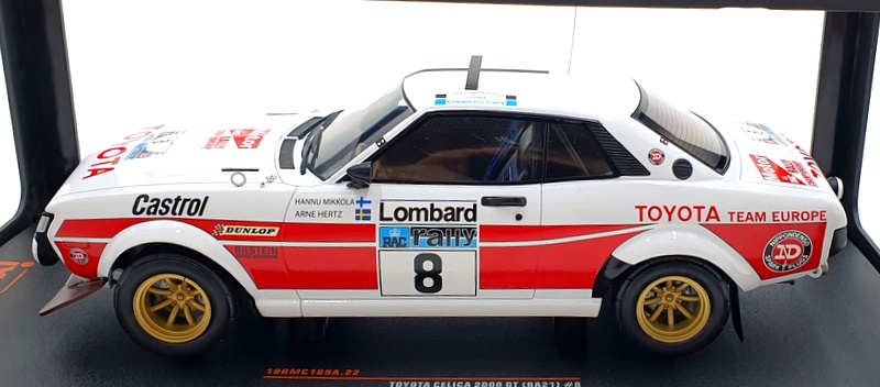 Ixo 1/18 Scale 18RMC189A.22 - Toyota Celica 2000 GT (RA21) #8 RAC Rally 1977