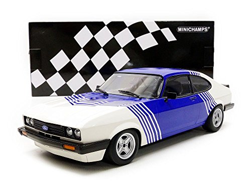 Minichamps 1/18 Diecast 155 788600 - 1978 Ford Capri 3.0 White w/ blue stripes