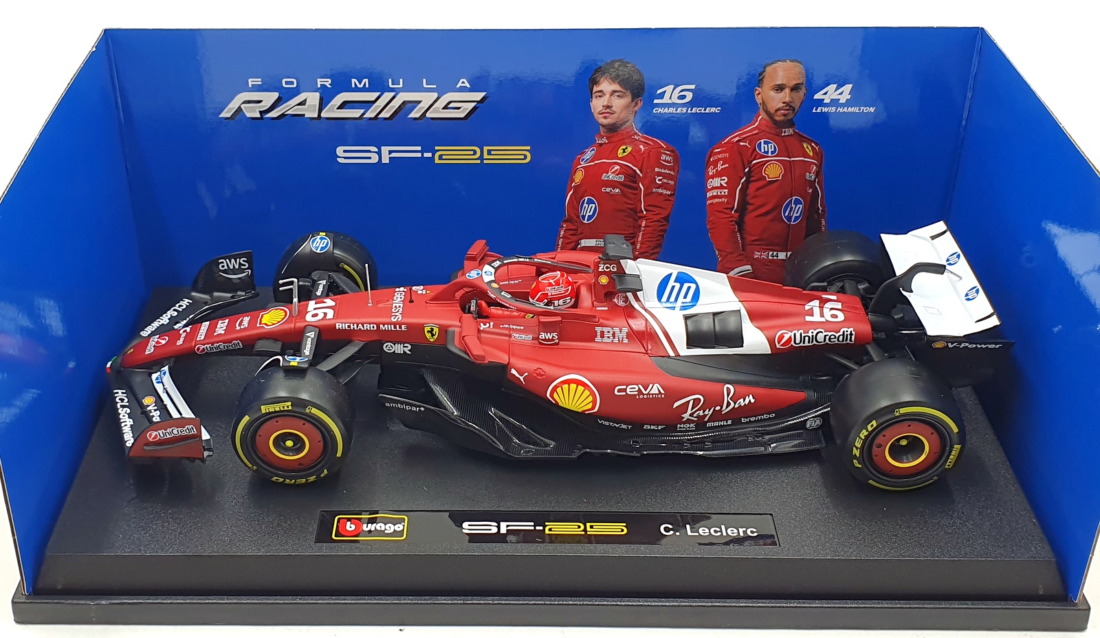 Burago 1/18 Scale Diecast 18-16816 - Ferrari SF-25 C.Leclerc #16