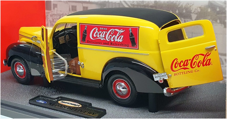 Matchbox 9 inches Long 95701 - 1940 Ford Sedan Delivery Coca Cola - Yellow