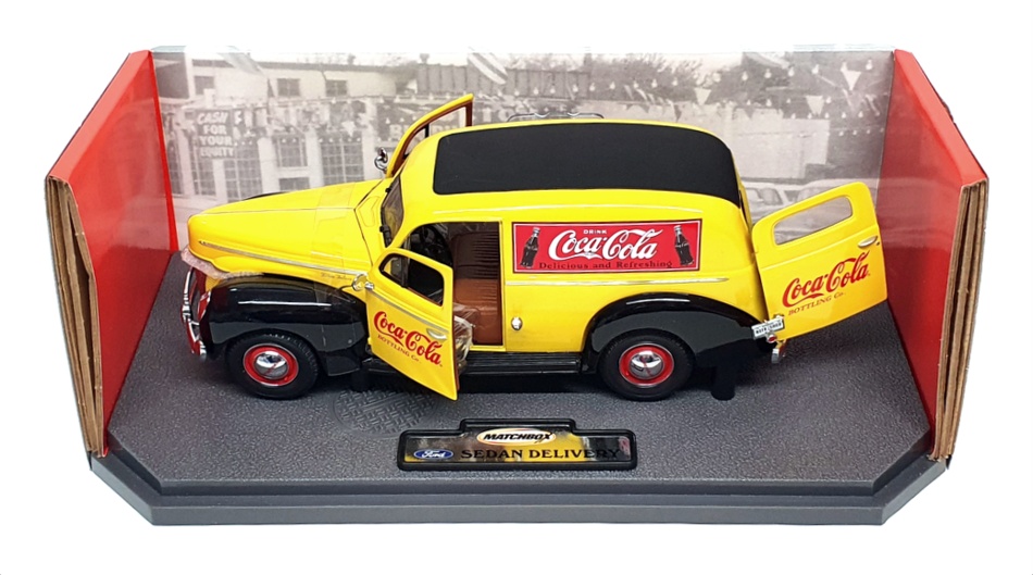 Matchbox 9 inches Long 95701 - 1940 Ford Sedan Delivery Coca Cola - Yellow