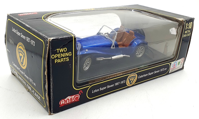 Anson 1/18 Scale Diecast 30317-W - Lotus Super Seven Blue Caterham