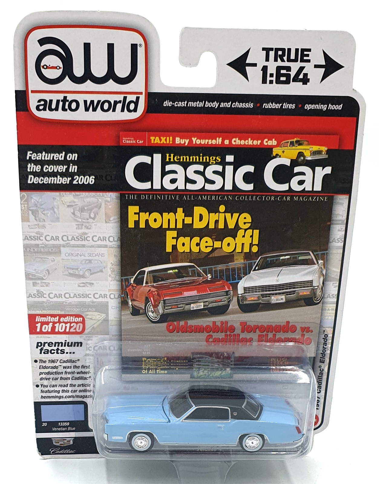 Auto World 1/64 Scale AW64272 - 1967 Cadillac Eldorado - Light Blue Auto World 1/64 Scale AW64272 - 1967 Cadillac Eldorado - Light Blue