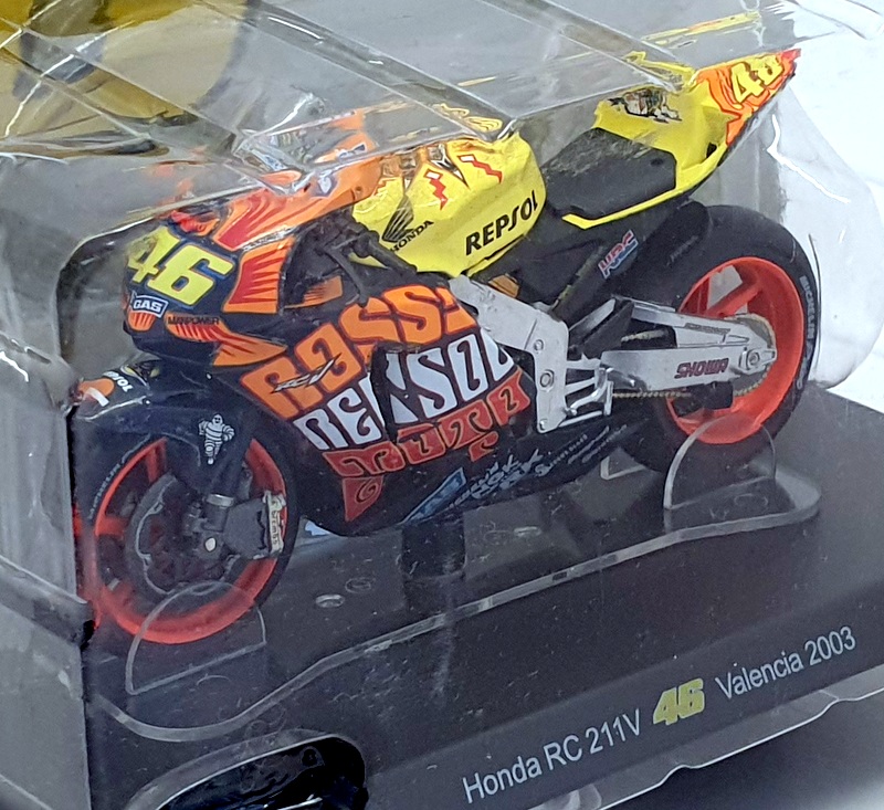 Altaya 1/18 Scale FFR20 - Honda RC 211V #46 Valentino Rossi Valencia 2003 Altaya 1/18 Scale FFR20 - Honda RC 211V #46 Valentino Rossi Valencia 2003