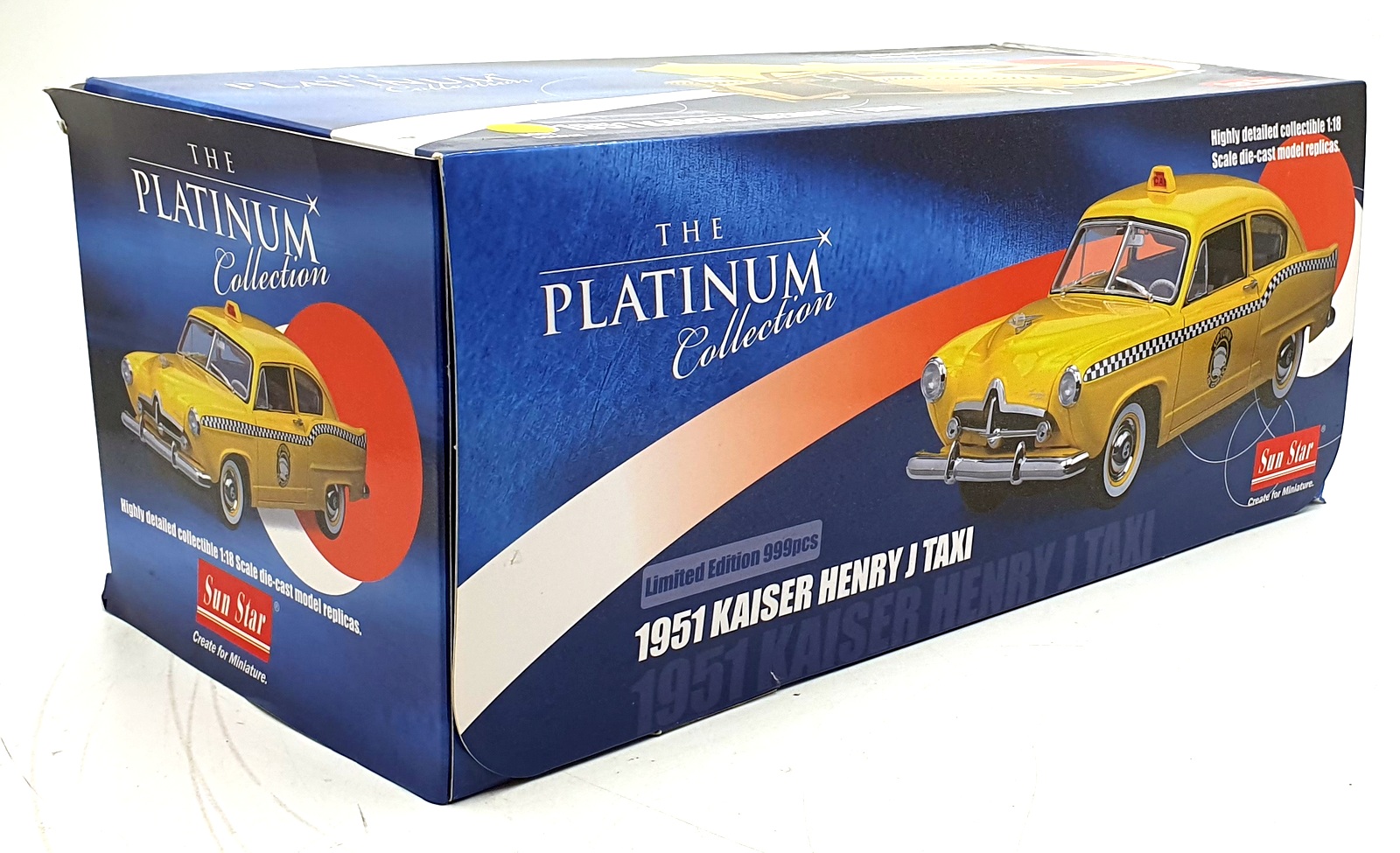 Sun Star 1/18 Diecast 5105 - 1951 Kaiser Henry J Taxi - Yellow