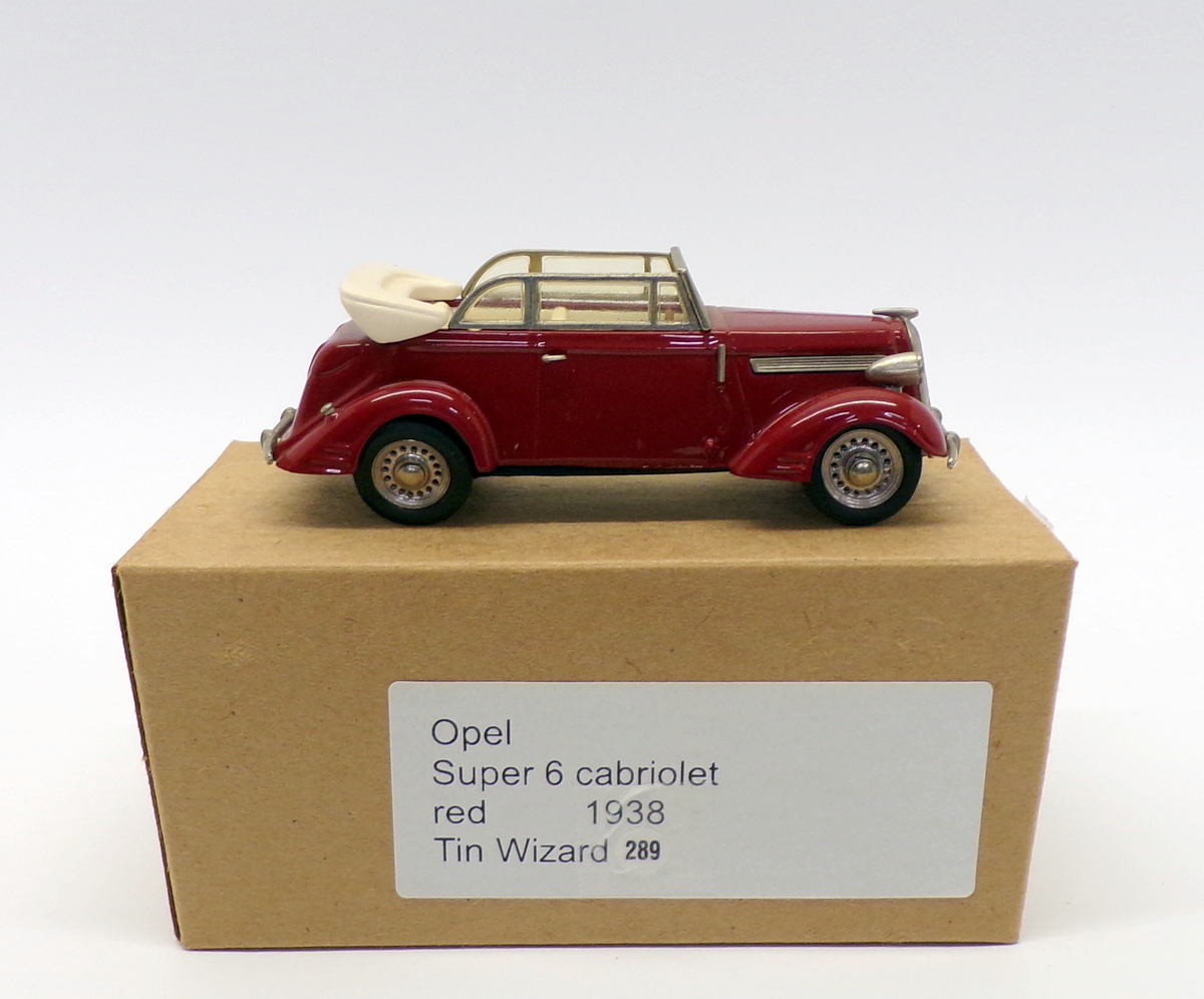 Tin Wizard 1/43 Scale 289 - 1938 Opel Super 6 Cabriolet - Red