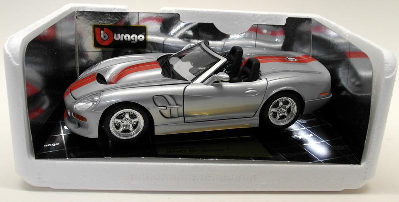 Burago 1/18 Scale Diecast 3323 Shelby Series 1 1999 Silver Red