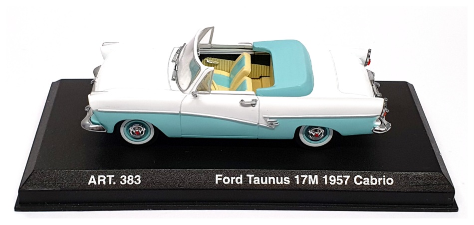 Detail Cars 1/43 Scale ART383 - 1957 Ford Taunus 17M Cabrio - White/Lt Blue