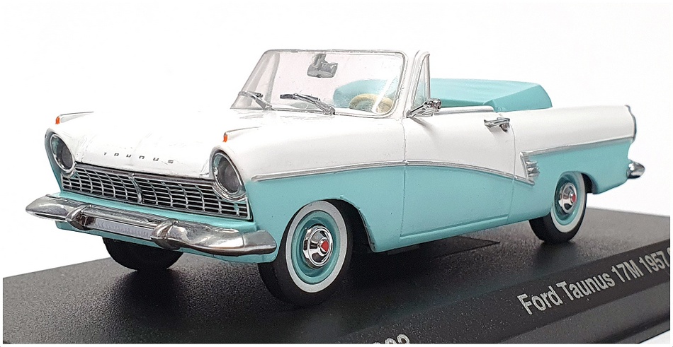 Detail Cars 1/43 Scale ART383 - 1957 Ford Taunus 17M Cabrio - White/Lt Blue