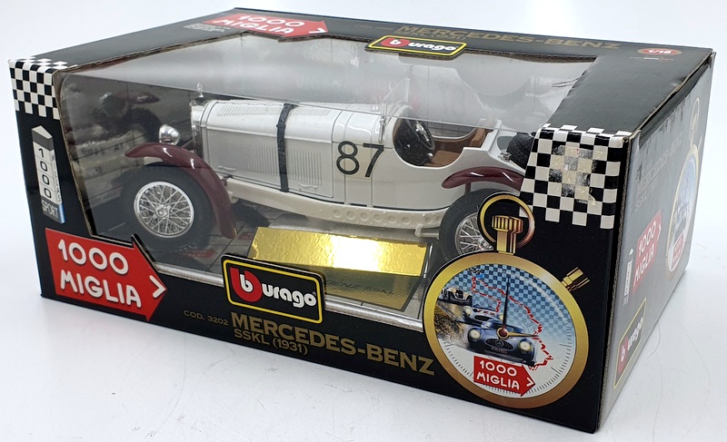 Burago 1/18 Scale Diecast 3202 Mercedes Benz SSKL 1931 1000 Miglia