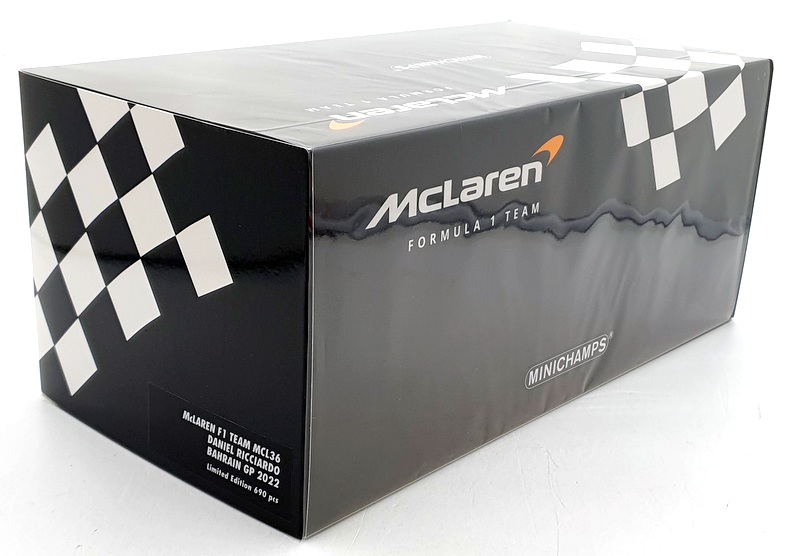 Minichamps 1/18 Scale 537 221803 McLaren F1 MCL36 Bahrain GP 2022 Ricciardo #3