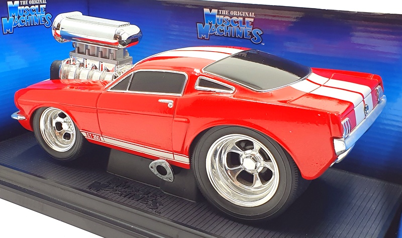 Muscle Machines 1/18 Scale Model Car 61189 1966 Ford Mustang Red/ White Stripes