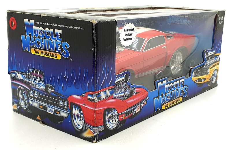 Muscle Machines 1/18 Scale Model Car 61189 1966 Ford Mustang Red/ White Stripes